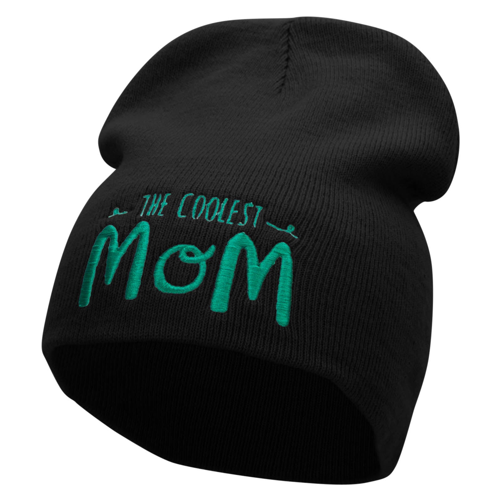 The Coolest Mom Embroidered 8 inch Acrylic Short Blank Beanie - Black OSFM