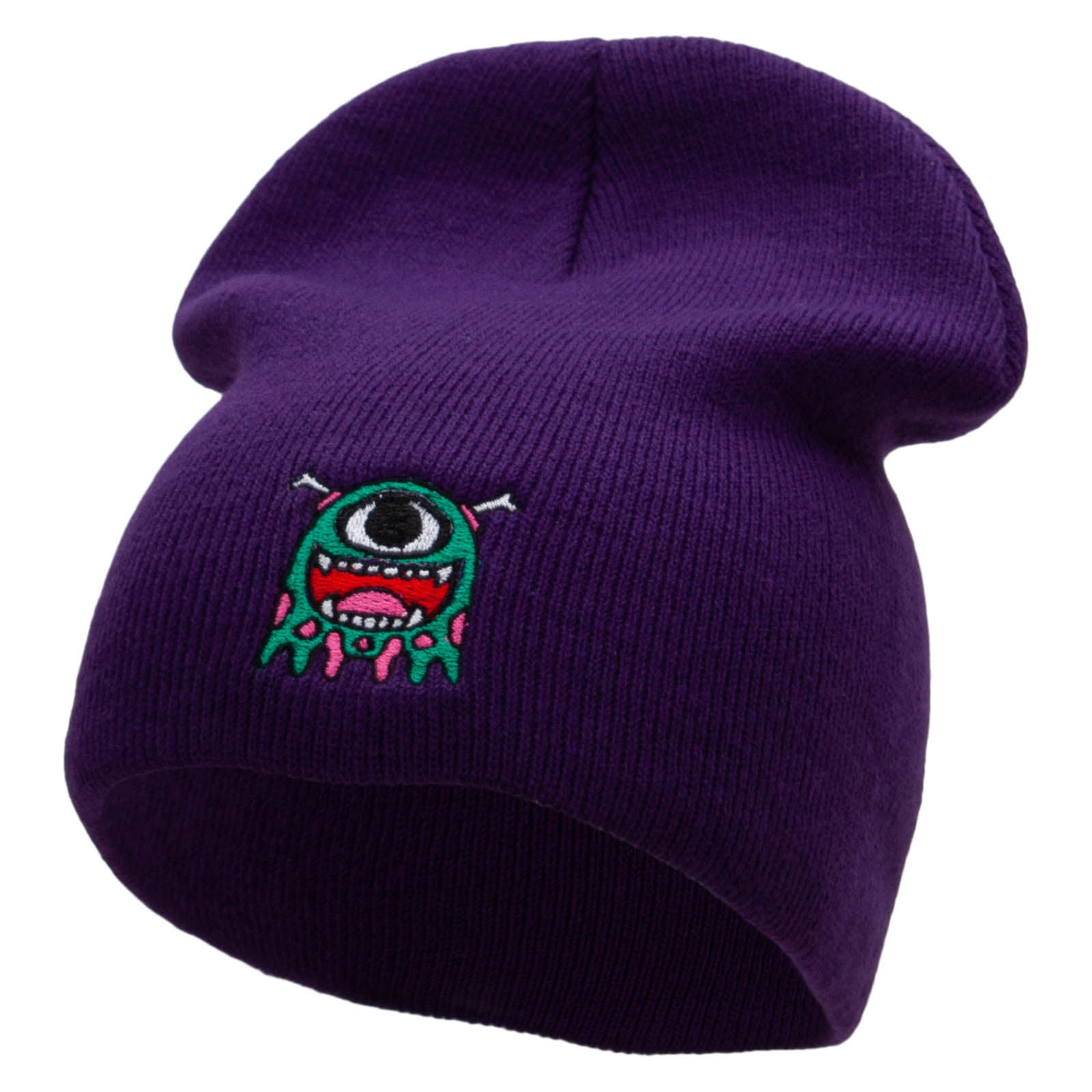 DND Monster Embroidered Short Beanie - Purple OSFM
