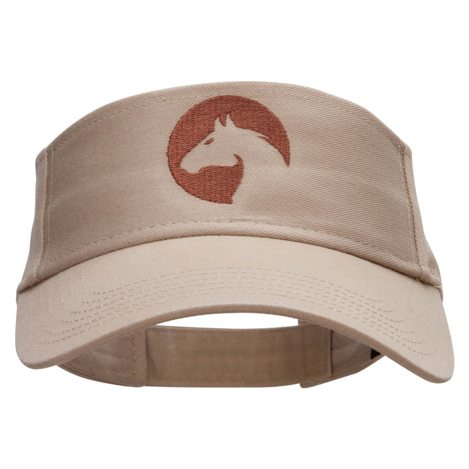 Horse Cutout Embroidered Cotton Twill Sun Visor - Khaki OSFM