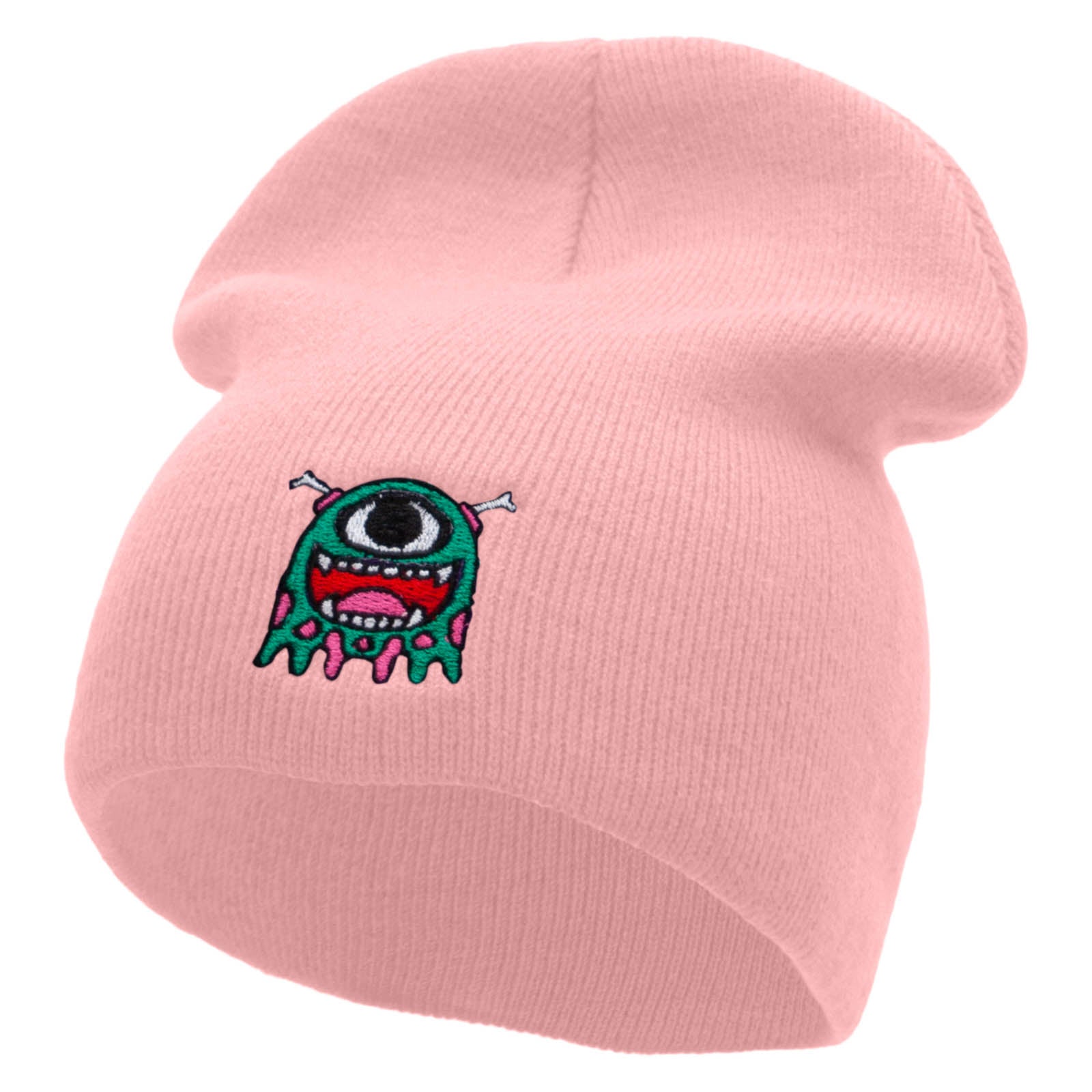 DND Monster Embroidered Short Beanie - Pink OSFM