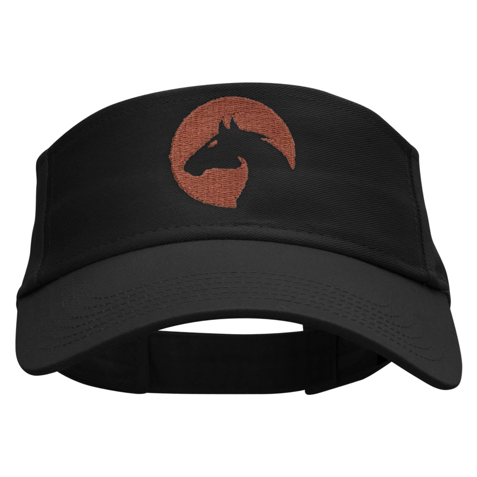 Horse Cutout Embroidered Cotton Twill Sun Visor - Black OSFM