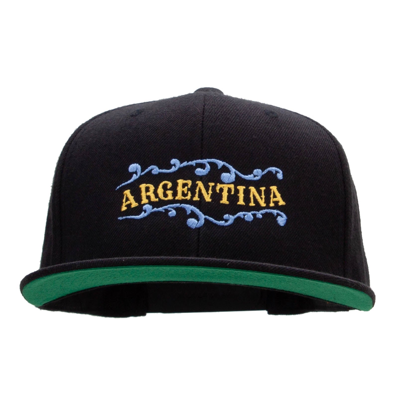 Argentina Decor Embroidered Wool Blend Prostyle Snapback - Black OSFM