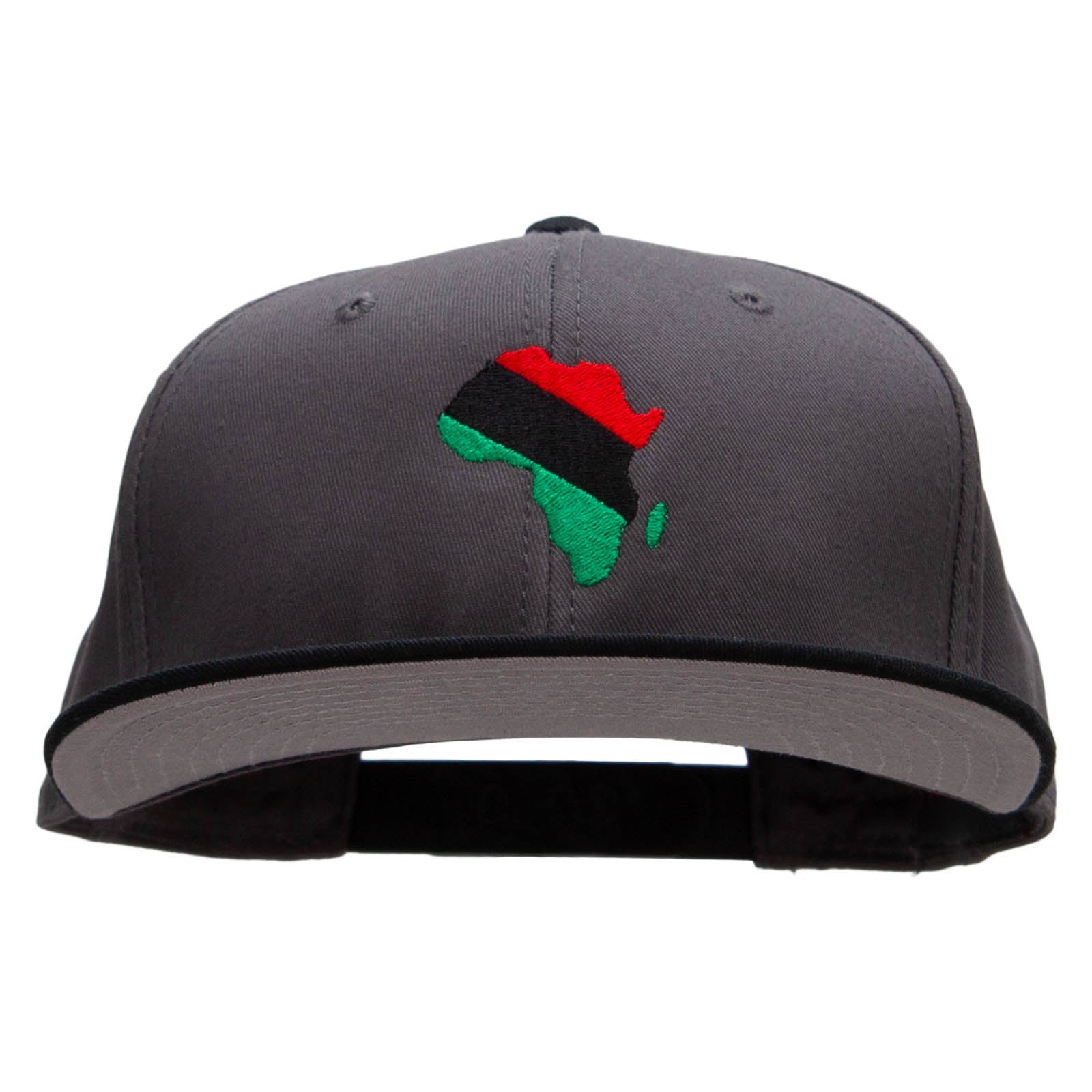 African Kwanzaa Embroidered Two Tone Flat Bill Snapback - Black Charcoal OSFM