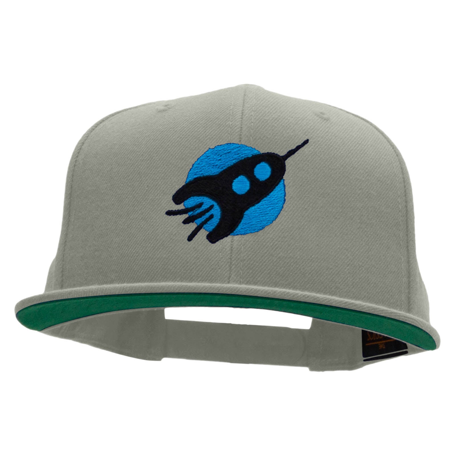 Flying Starship Embroidered Wool Blend Prostyle Snapback - Silver OSFM