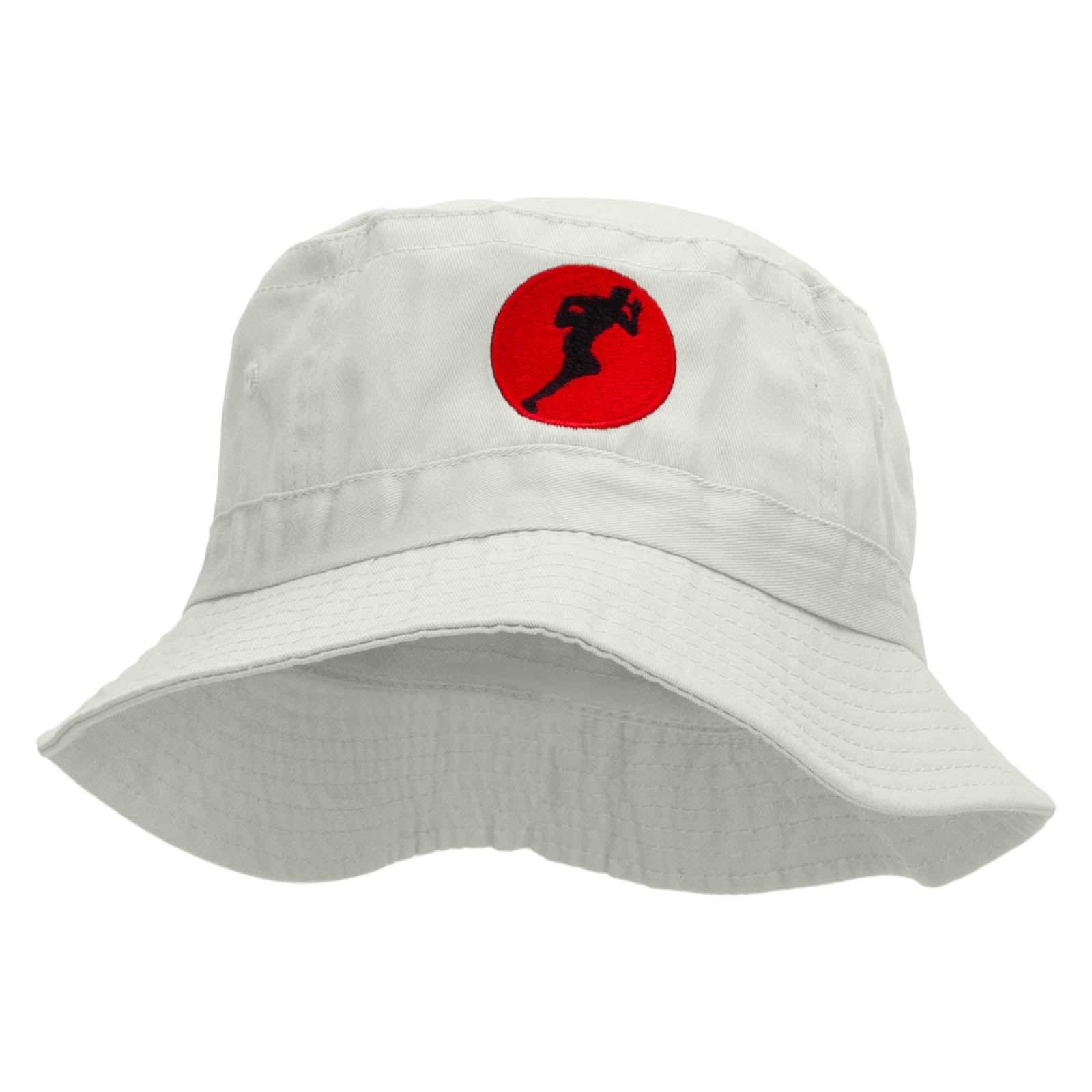 Running Rugby Logo Embroidered Pigment Dyed Bucket Hat - White OSFM