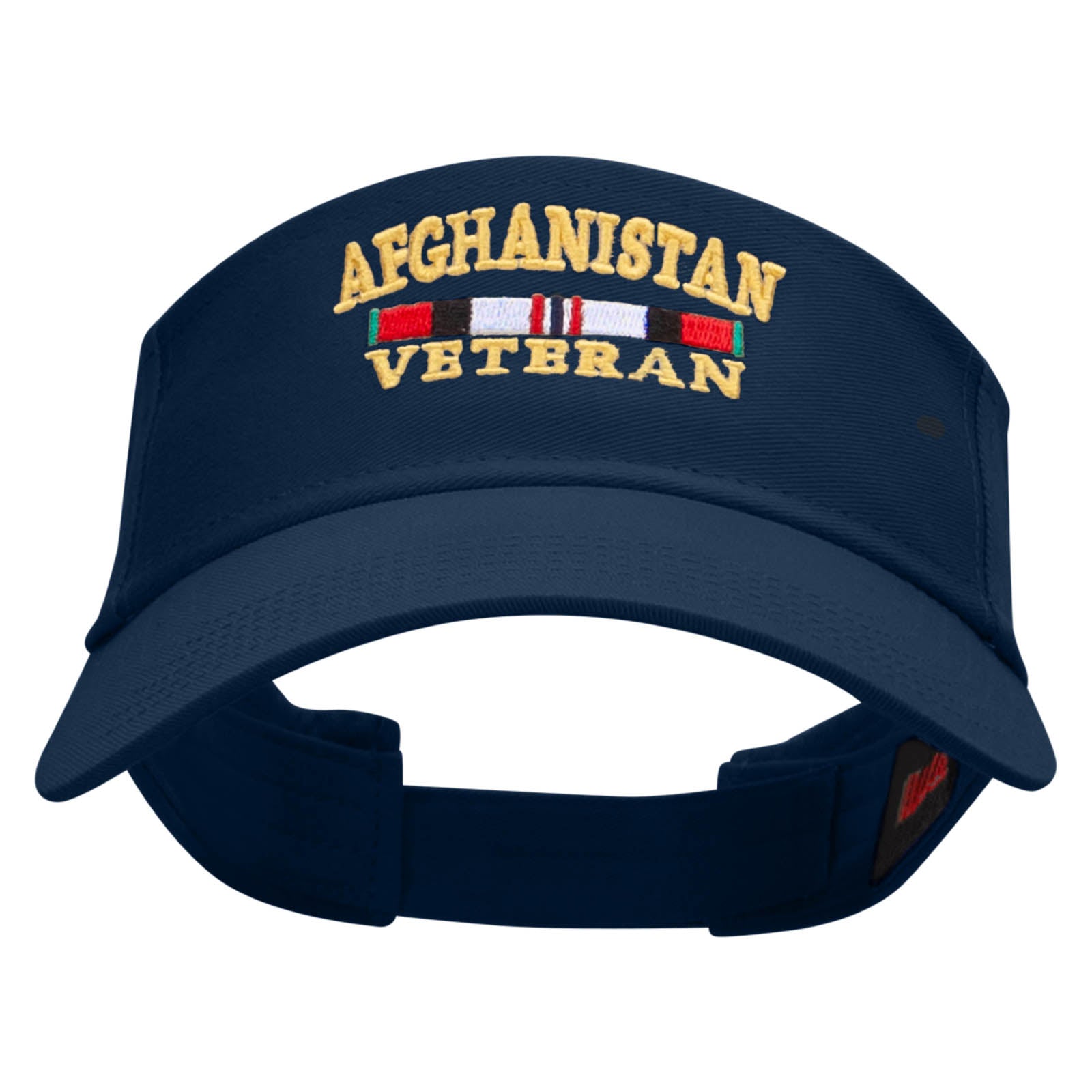 Afghanistan Vet Ribbon Embroidered Cotton Twill Sun Visor - Navy OSFM