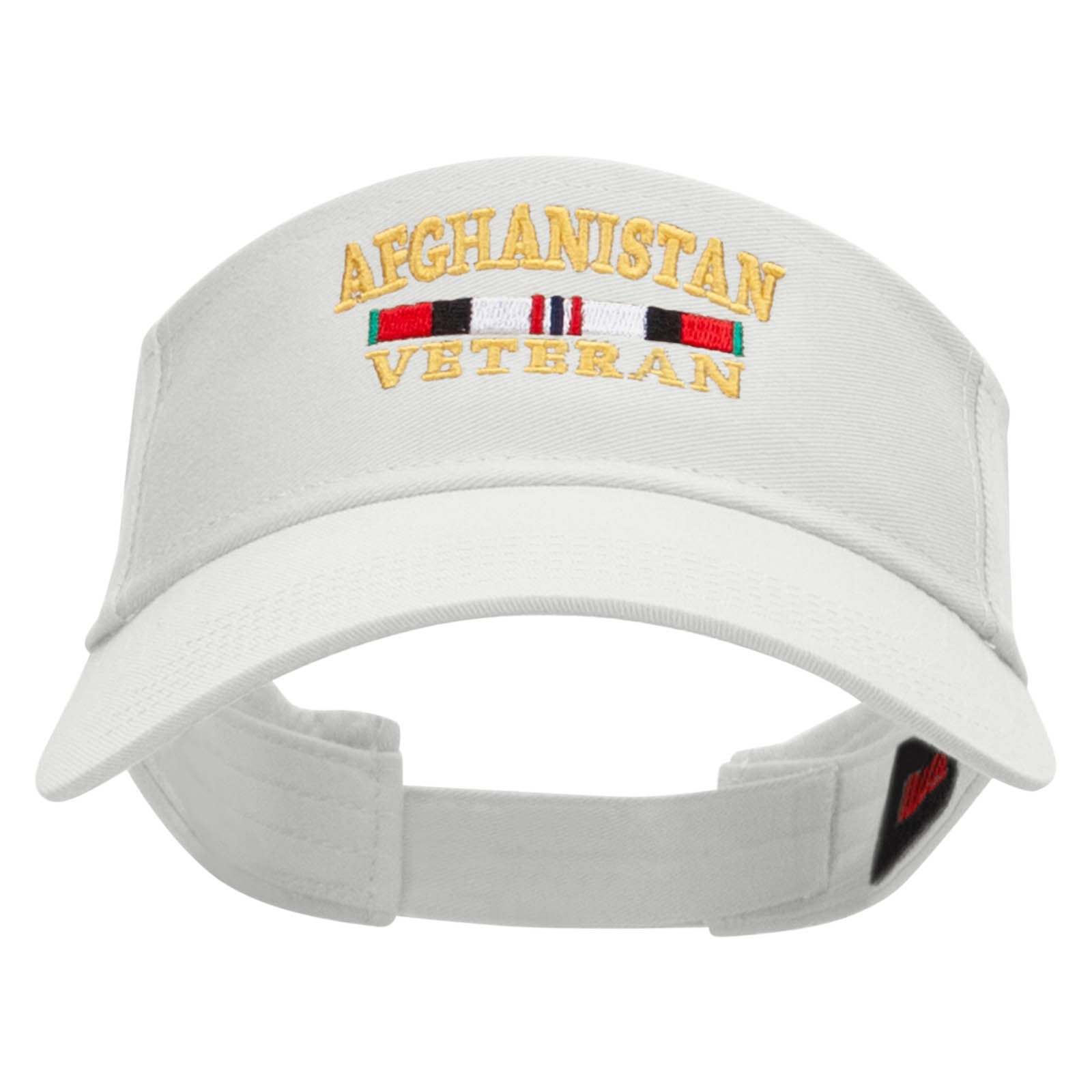 Afghanistan Vet Ribbon Embroidered Cotton Twill Sun Visor - White OSFM