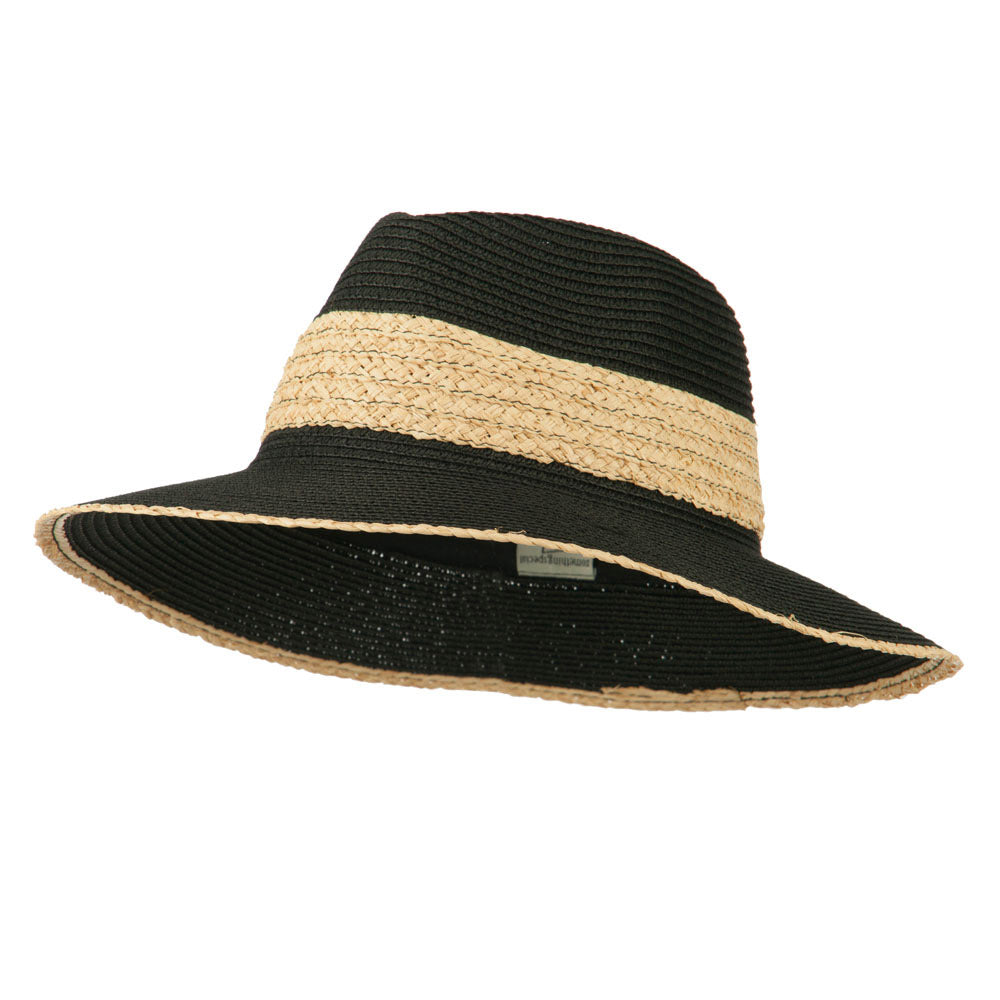 Raffia Straw Panama Fedora - Black OSFM