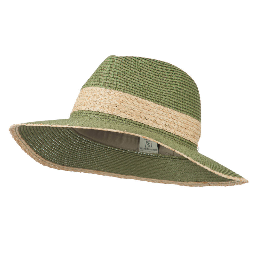 Raffia Straw Panama Fedora - Sage OSFM