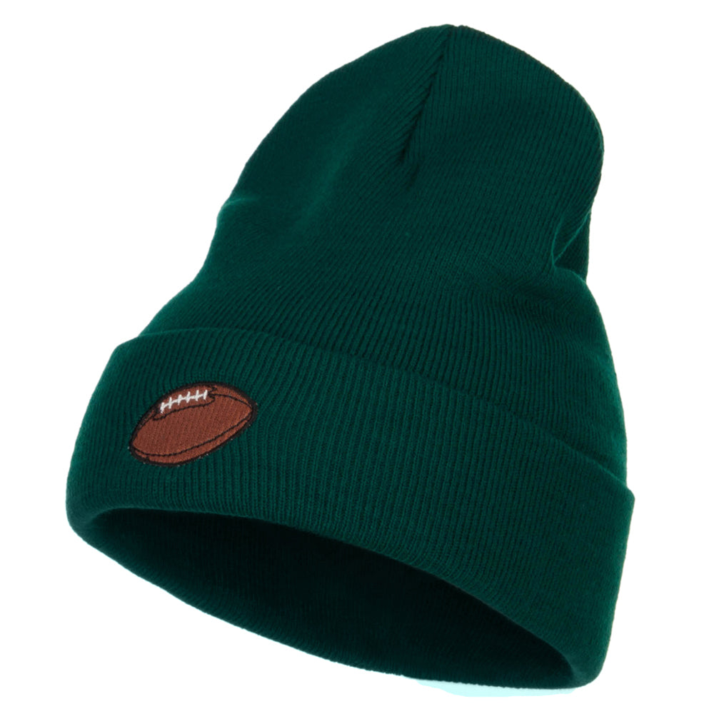 Football Embroidered Long Beanie - Dk Green OSFM