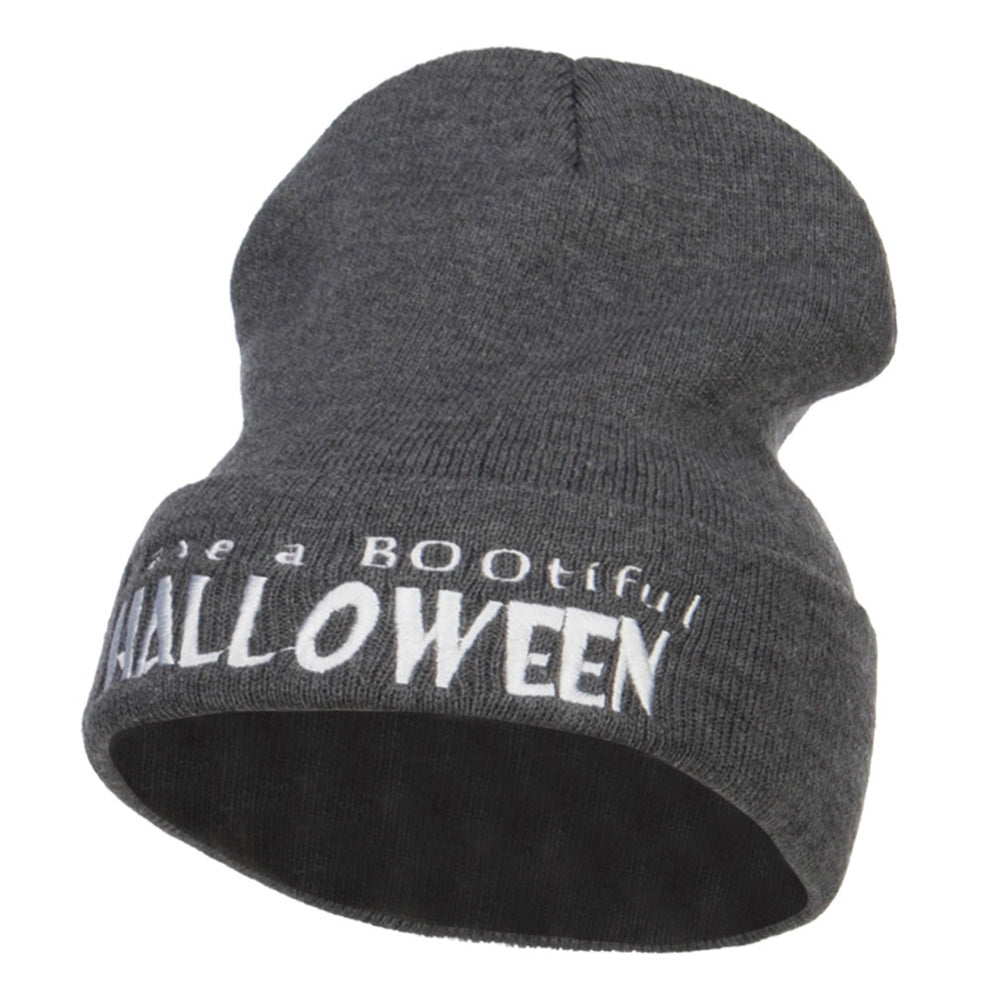 Have a Bootiful Halloween Embroidered Beanie - Dk Grey OSFM