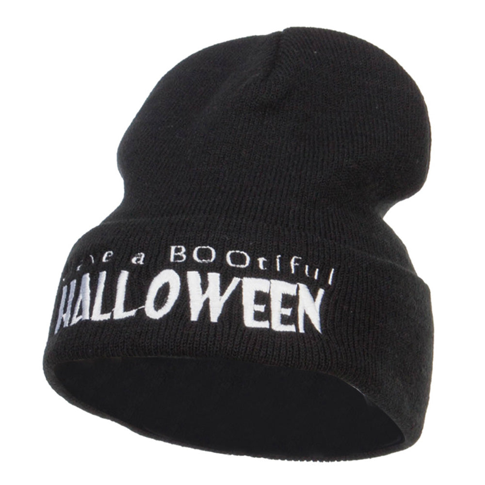 Have a Bootiful Halloween Embroidered Beanie - Black OSFM