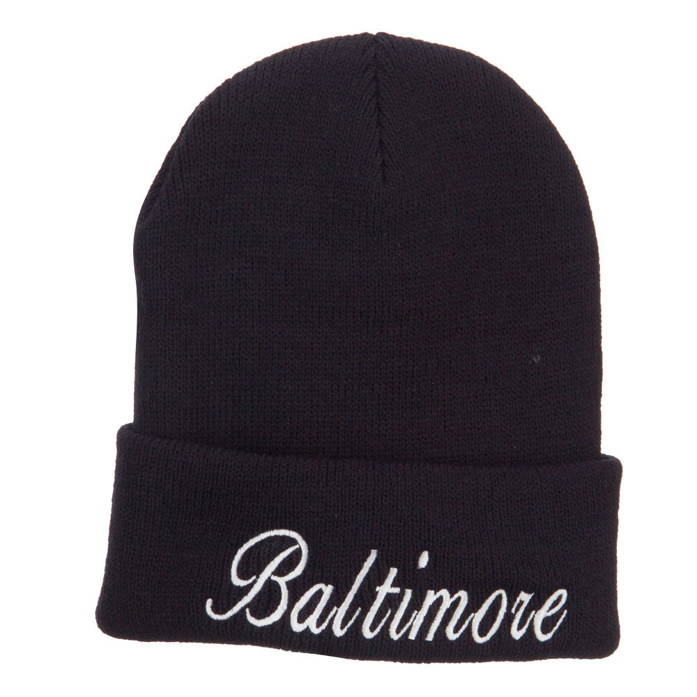 City of Baltimore Embroidered Long Beanie - Black OSFM