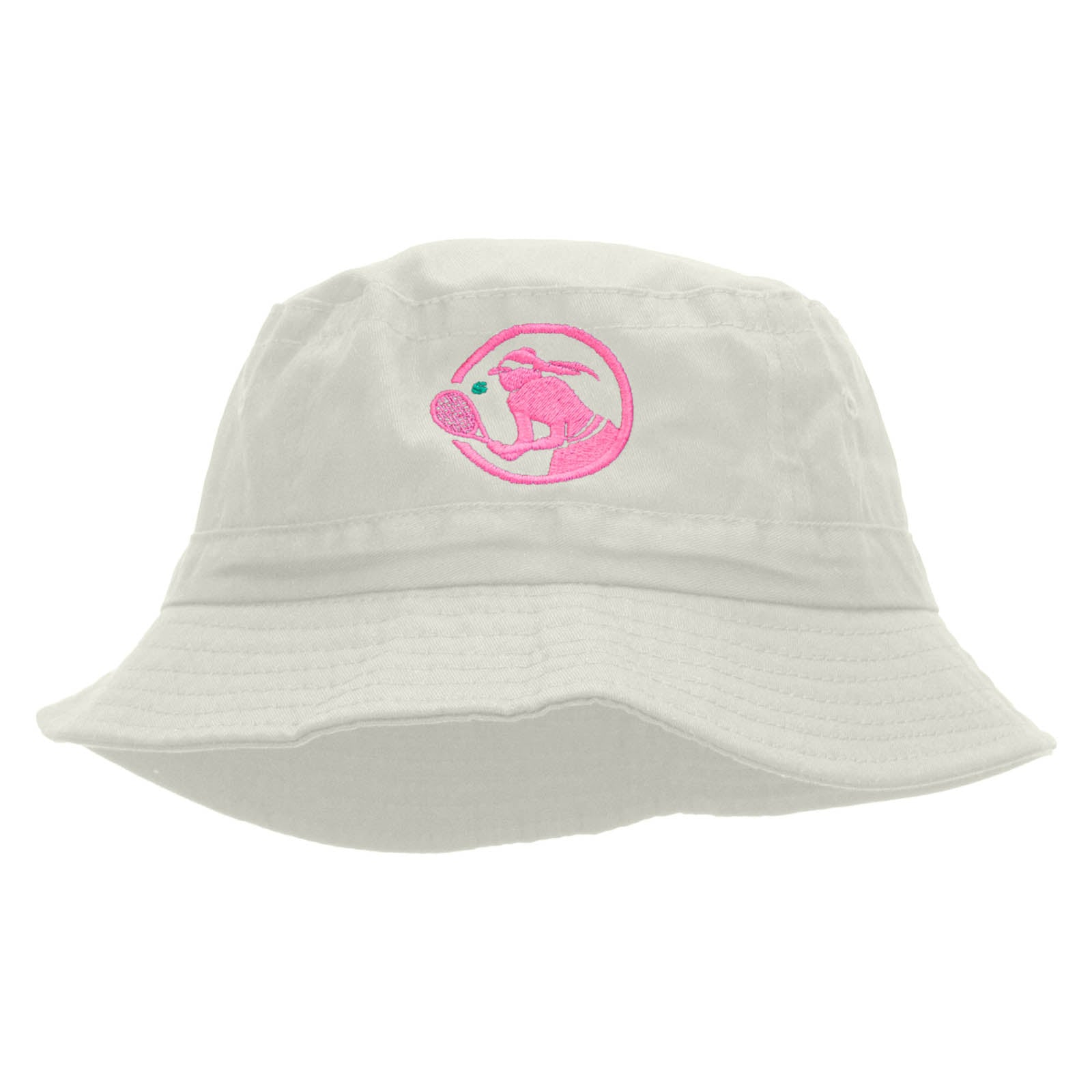 Tennis Girl Embroidered Pigment Dyed Bucket Hat - White OSFM