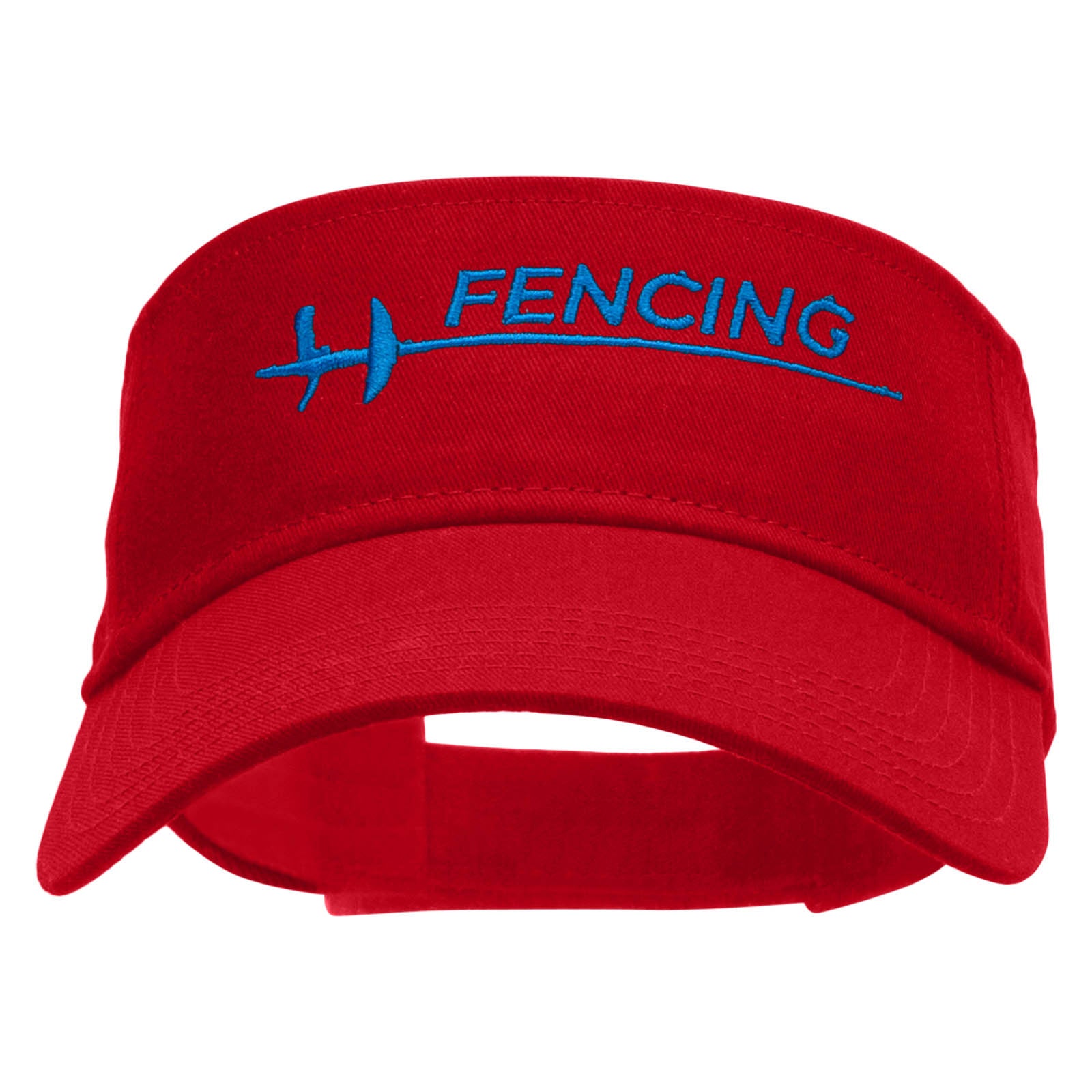 Fencing Sport Embroidered Cotton Twill Sun Visor - Red OSFM