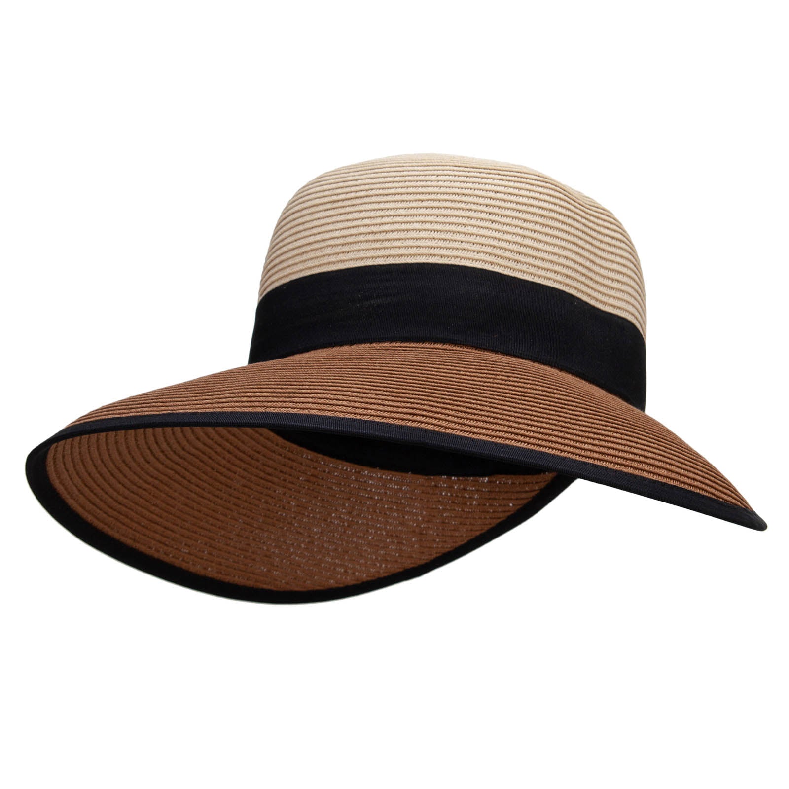 Women&#039;s 4 V Back Brim Hat - Beige Brown OSFM