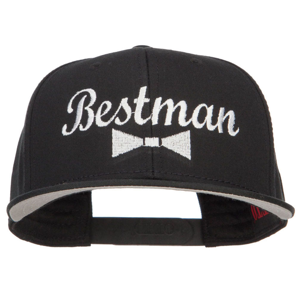 Bestman Bow Tie Embroidered Cotton Snapback - Black OSFM