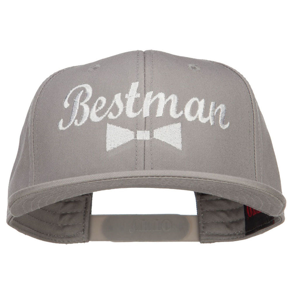 Bestman Bow Tie Embroidered Cotton Snapback - Grey OSFM