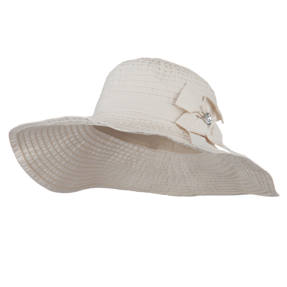 Women&#039;s Bow with Clear Button Hat - White OSFM