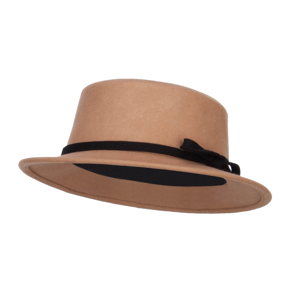 Women&#039;s Bowtie Wool Bolero Hat - Camel OSFM