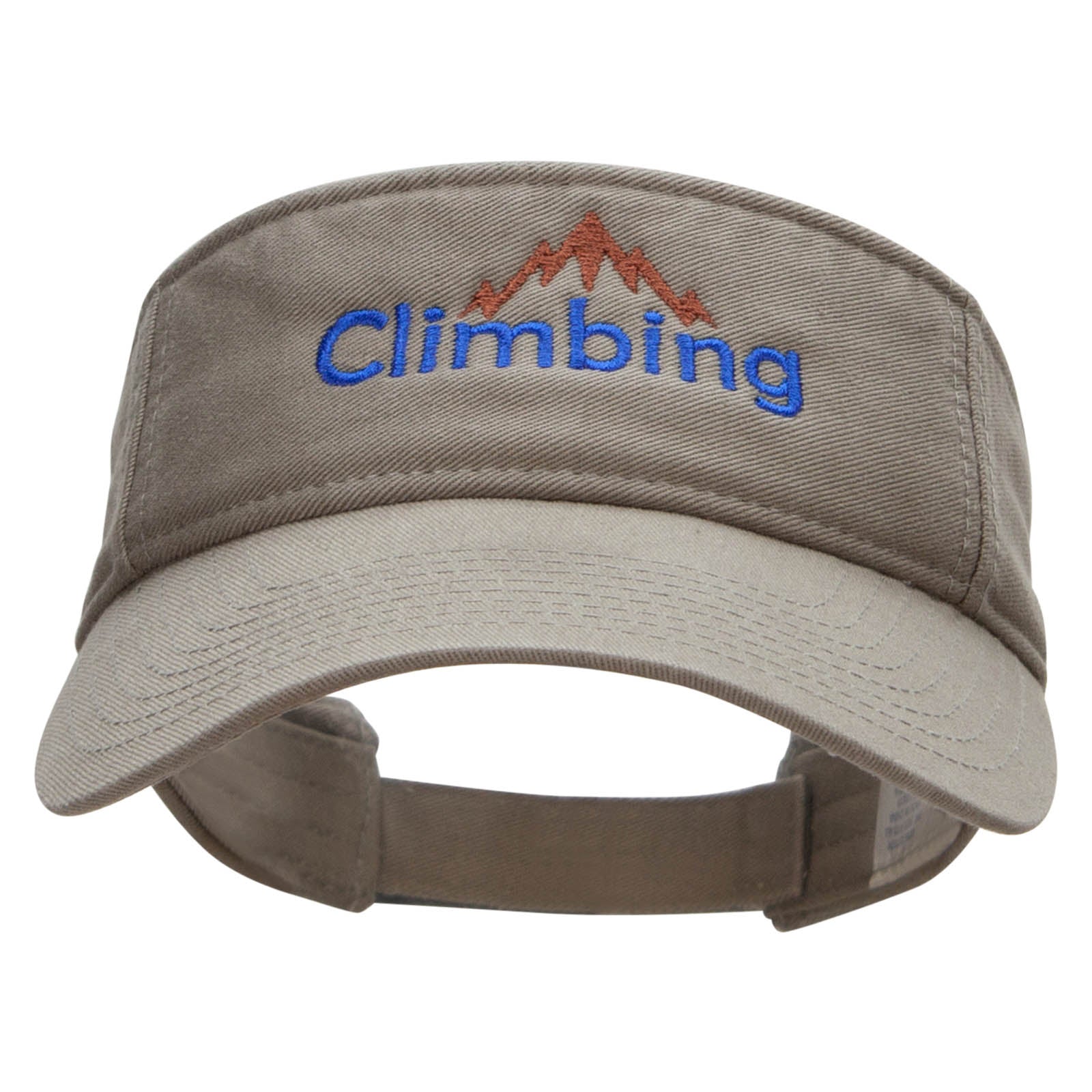 Climbing Mountain Embroidered Pro Style Cotton Twill Washed Visor - Olive OSFM