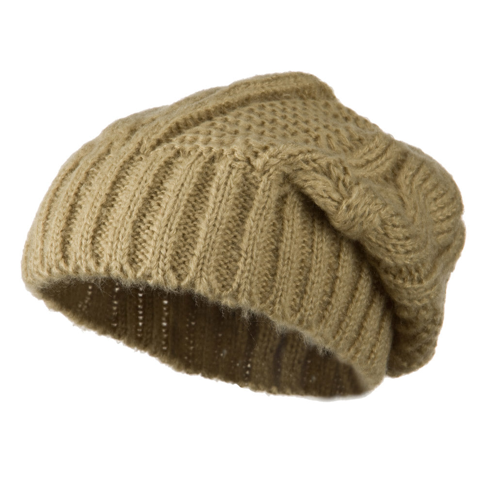 Big Skullie Cable Beanie - Tan OSFM