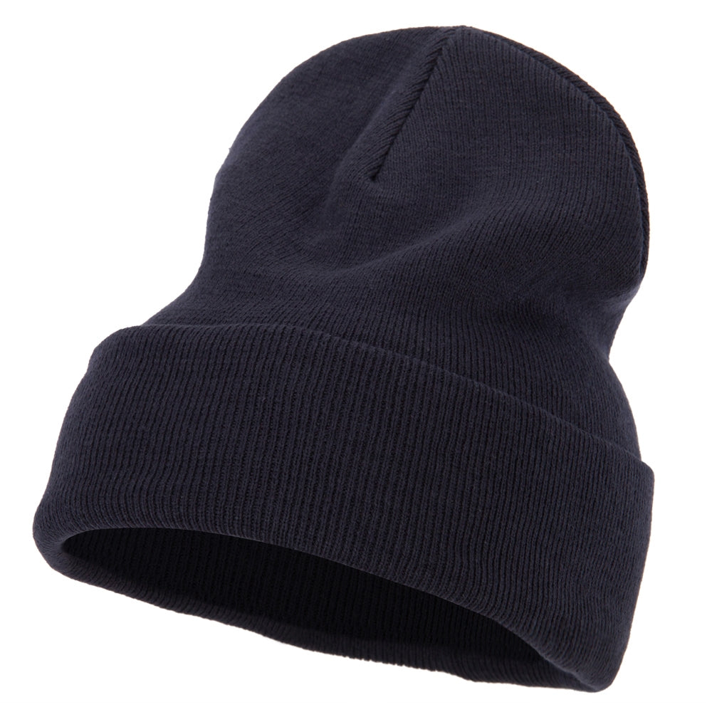 Big Size Superior Cotton Long Knitting Beanie - Navy XL-3XL