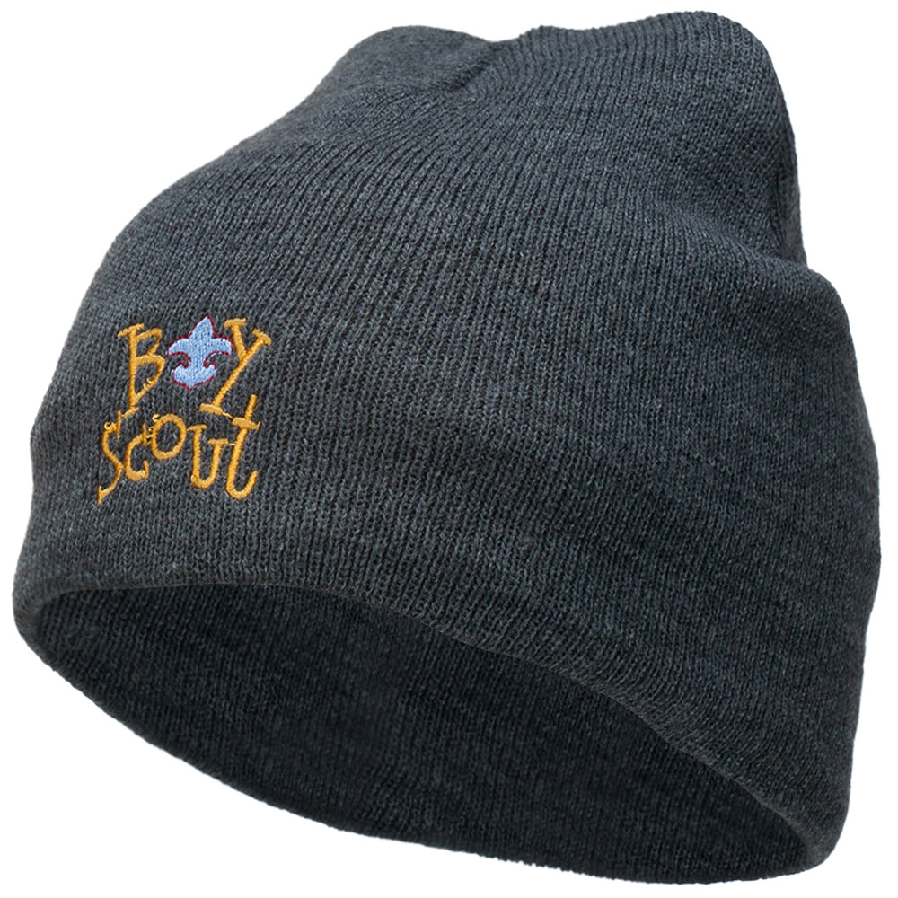 Boy Scout Logo Embroidered Short Beanie - Dk Grey OSFM