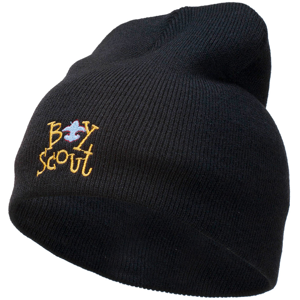 Boy Scout Logo Embroidered Short Beanie - Black OSFM