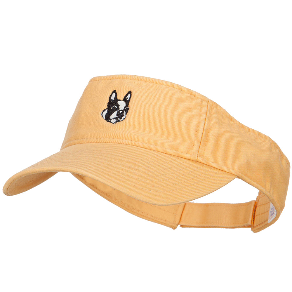 Boston Terrier Head Embroidered Pro Style Cotton Washed Visor - Mango OSFM