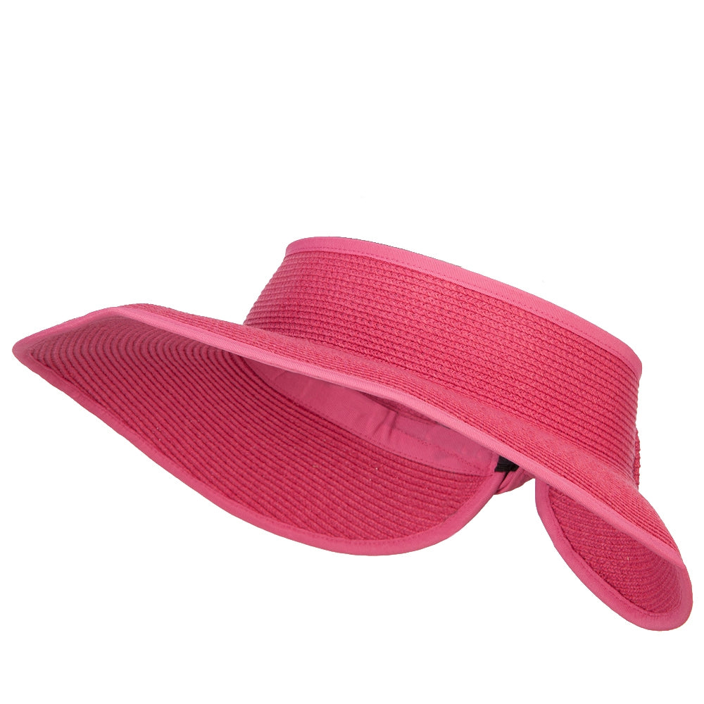 UPF 50+ Bow Tie Tweed Roll Up Visor - Hot Pink OSFM