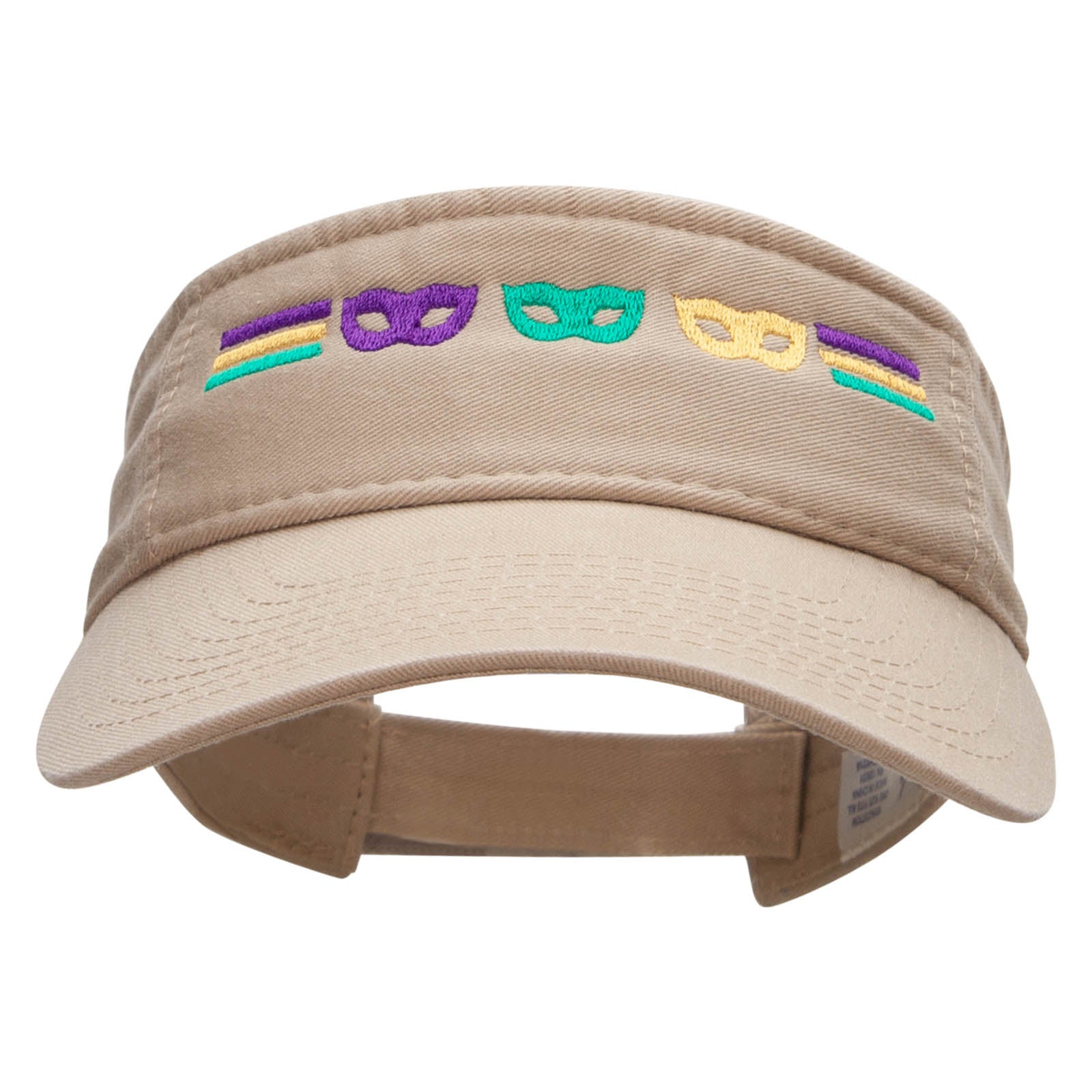 Striped Masks Embroidered Pro Style Cotton Twill Washed Visor - Khaki OSFM