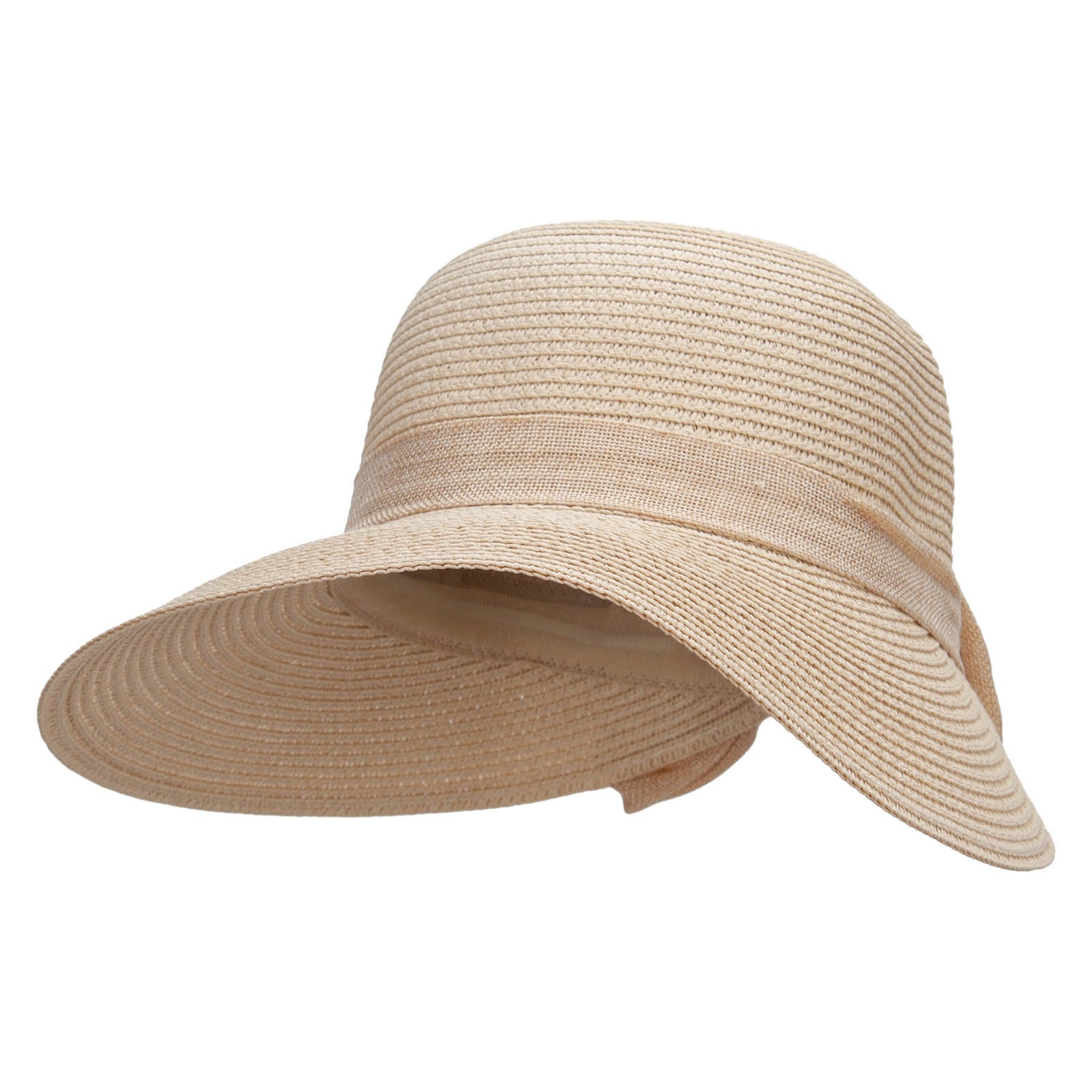 Women&#039;s Slit Brim Bow Band Accent Hat - Beige OSFM