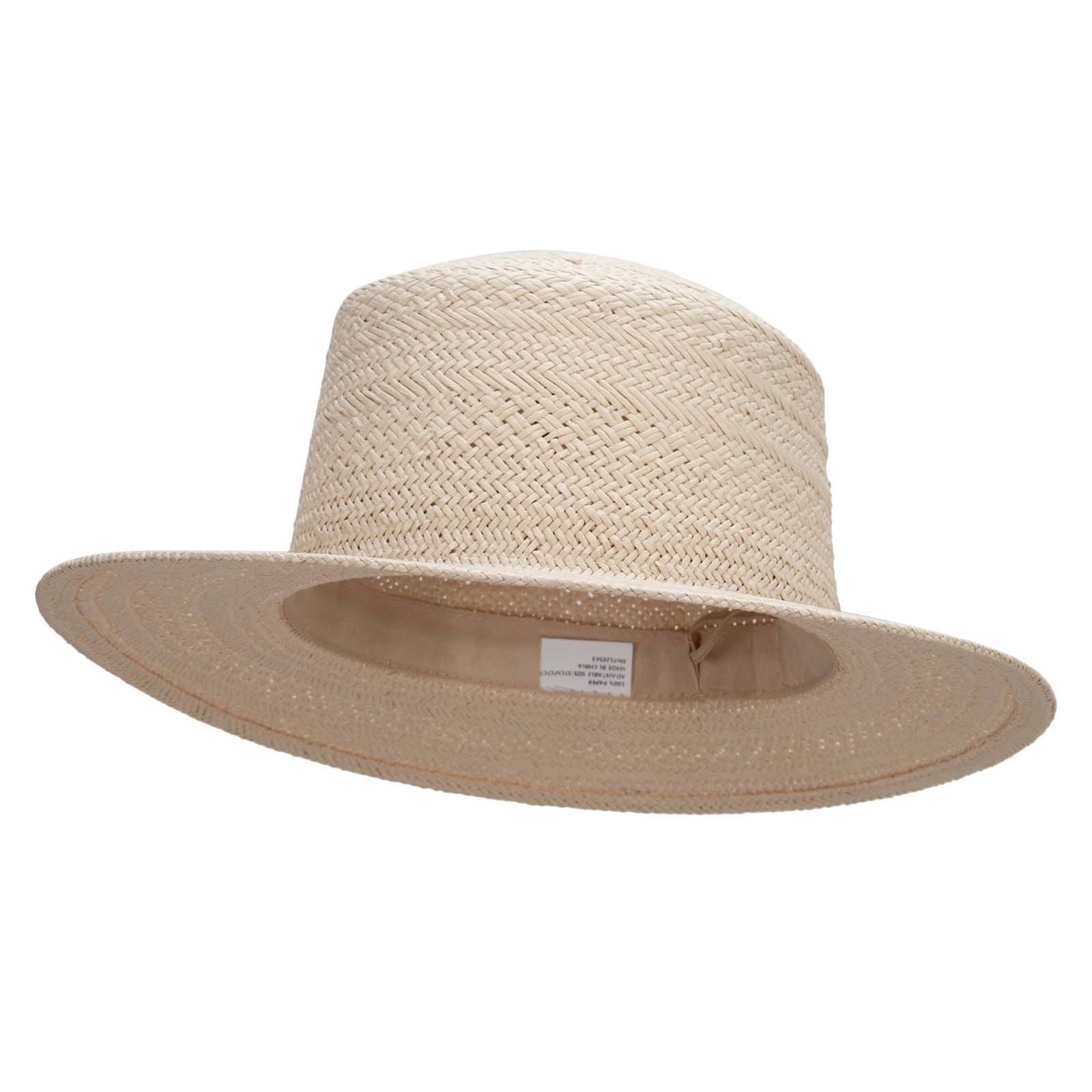 Women&#039;s Woven Paper Boater Flat Top Hat - Lt Tan OSFM