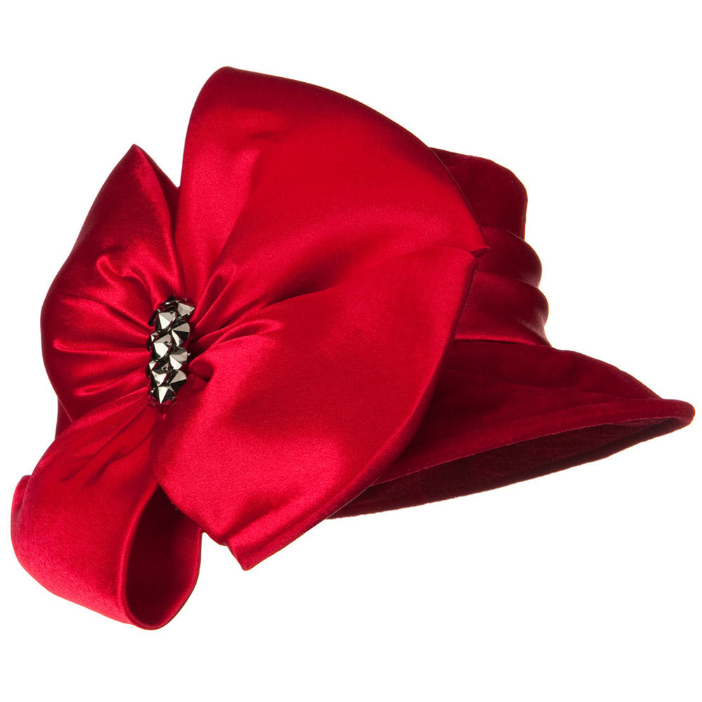 Big Bow Velvet Hat - Red OSFM