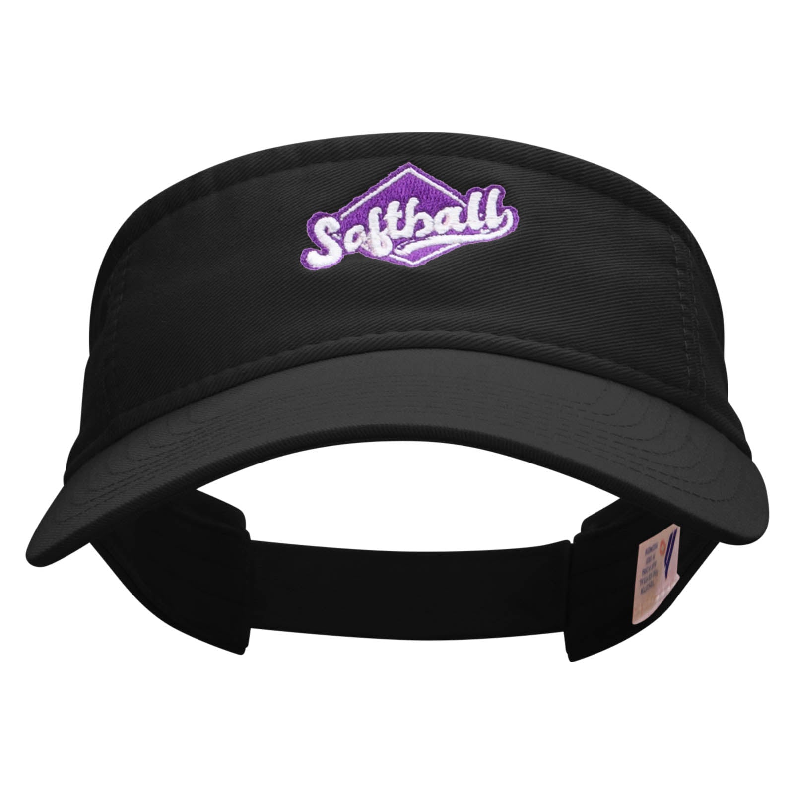 Softball Sport Embroidered Pro Style Cotton Twill Washed Visor - Black OSFM