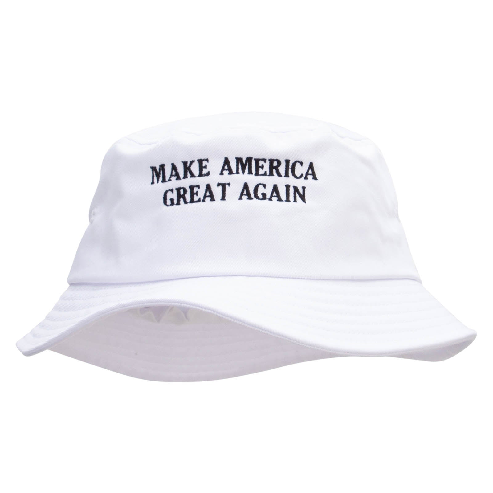 Make America Great Again Embroidered Big Size Cotton Blend Twill Bucket Hat - White XL-2XL