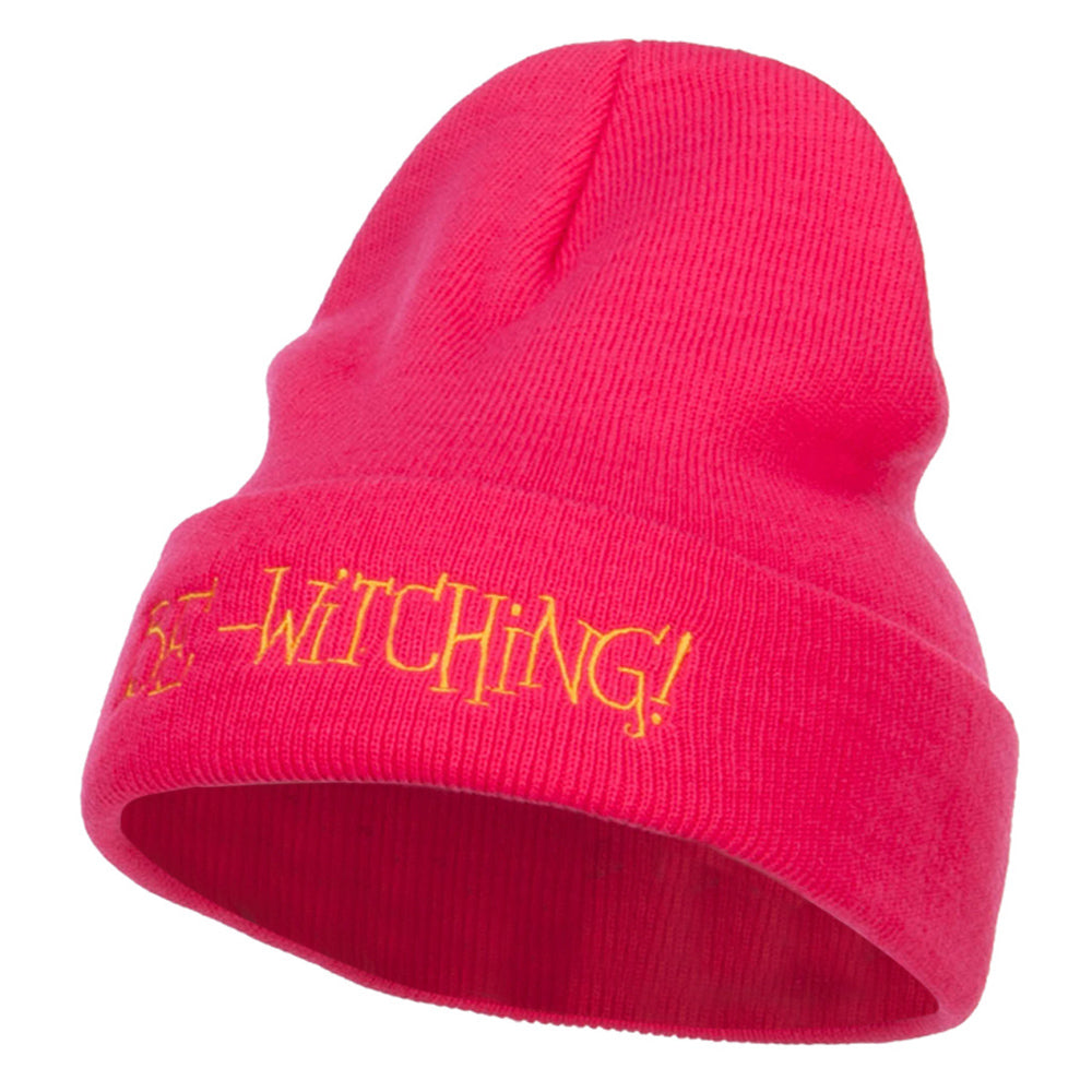 Be Witching Embroidered Long Beanie - Magenta OSFM