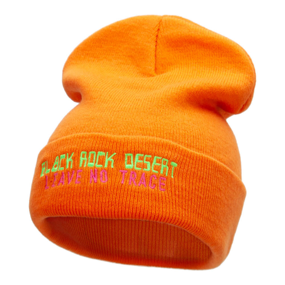 No Trace Behind Embroidered Long Knitted Beanie - Orange OSFM