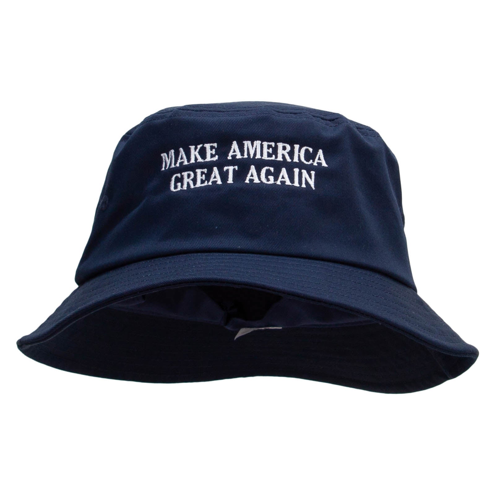 Make America Great Again Embroidered Big Size Cotton Blend Twill Bucket Hat - Navy XL-2XL