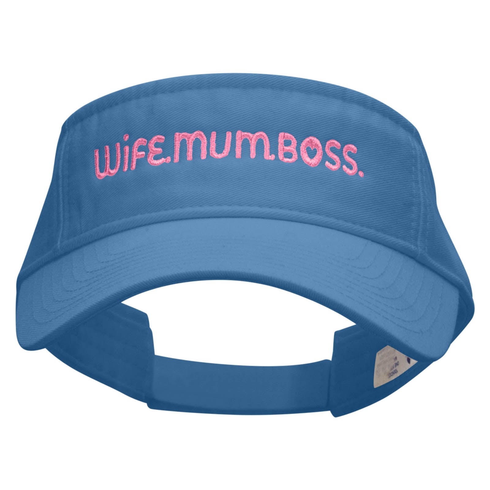 Wife Mum Boss Embroidered Pro Style Cotton Twill Washed Visor - Lt Blue OSFM