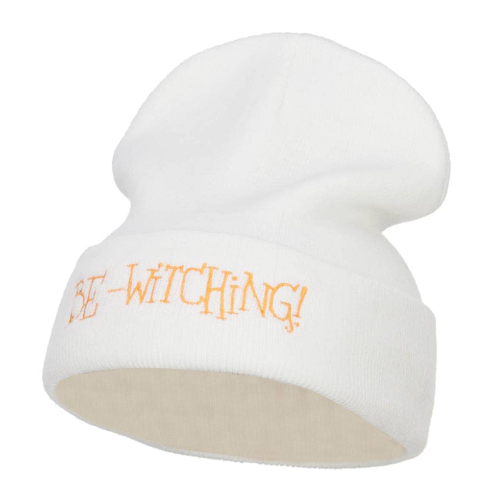 Be Witching Embroidered Long Beanie - White OSFM