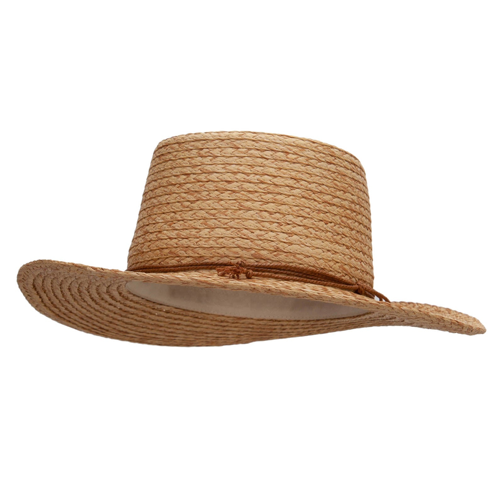 Women&#039;s Paper Braid 3 Brim Gambler Crown Hat - Tan Natural OSFM