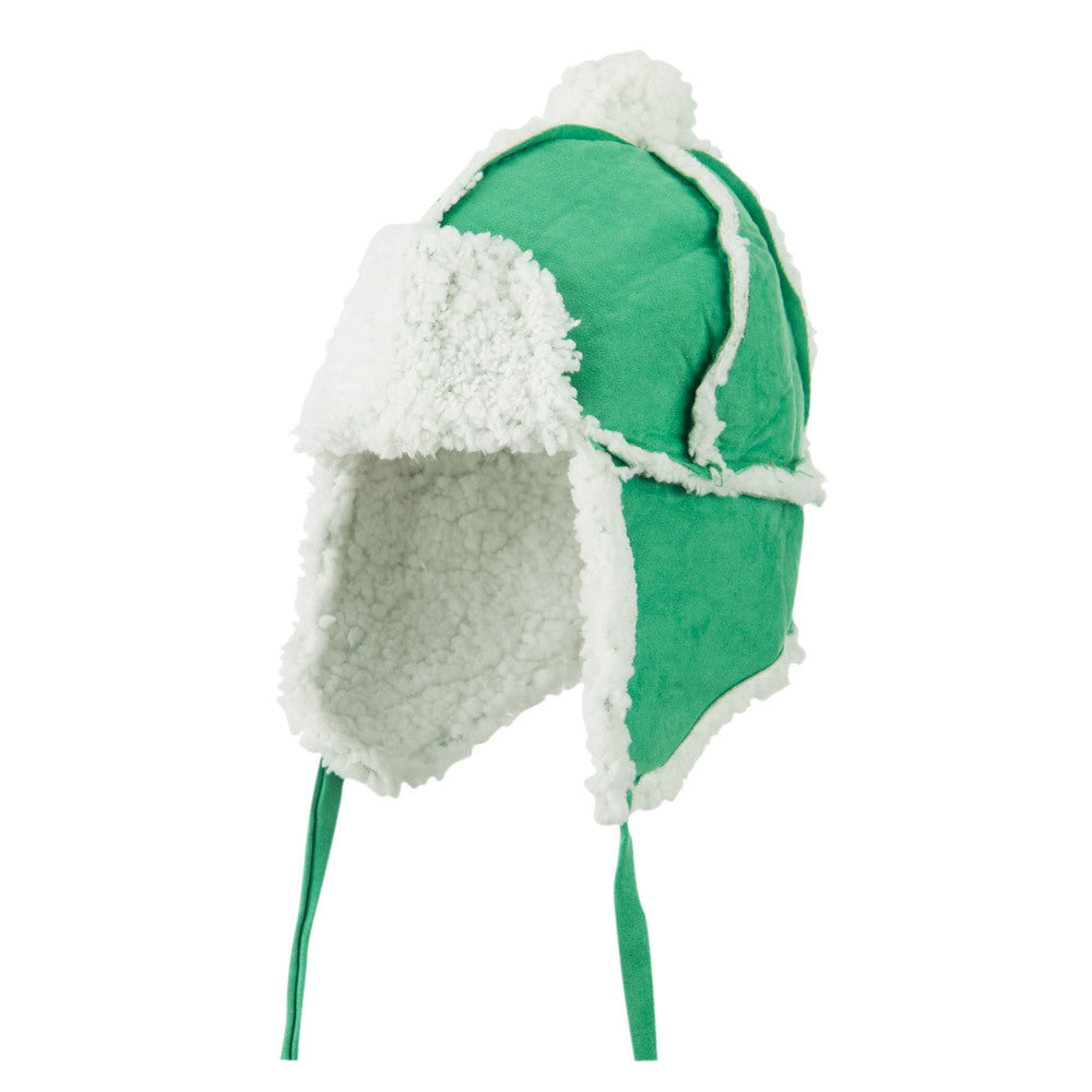 Boys&#039; Pom Pom Polyester Trooper Hat - Green OSFM