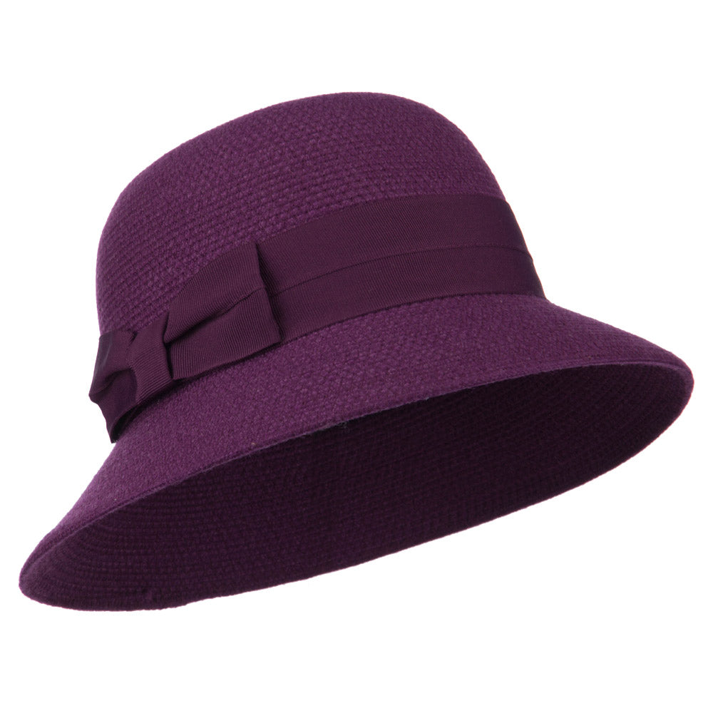 Women&#039;s Wool Felt Bucket Shape Hat - Purple OSFM