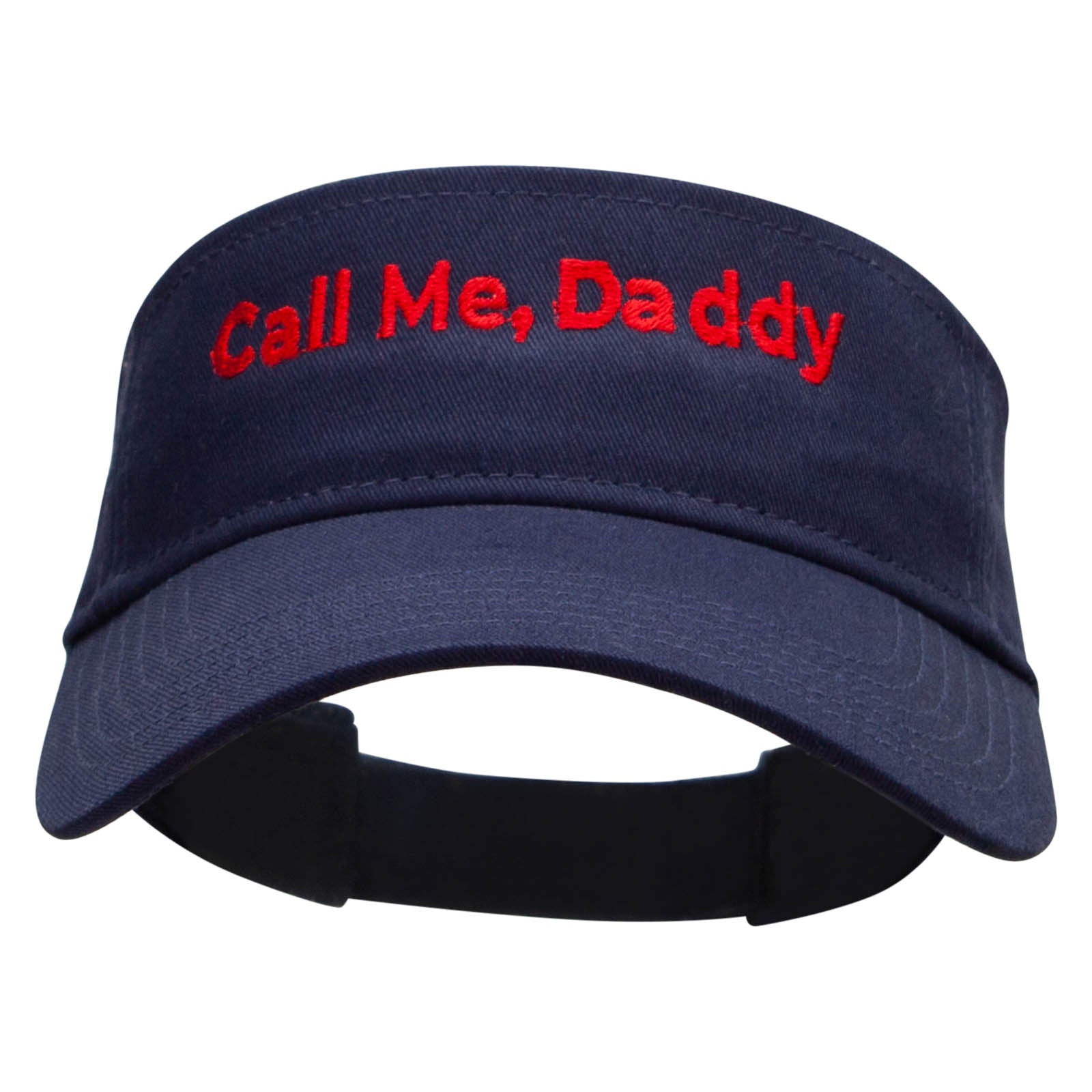 Call Me, Daddy Embroidered Cotton Twill Sun Visor - Navy OSFM