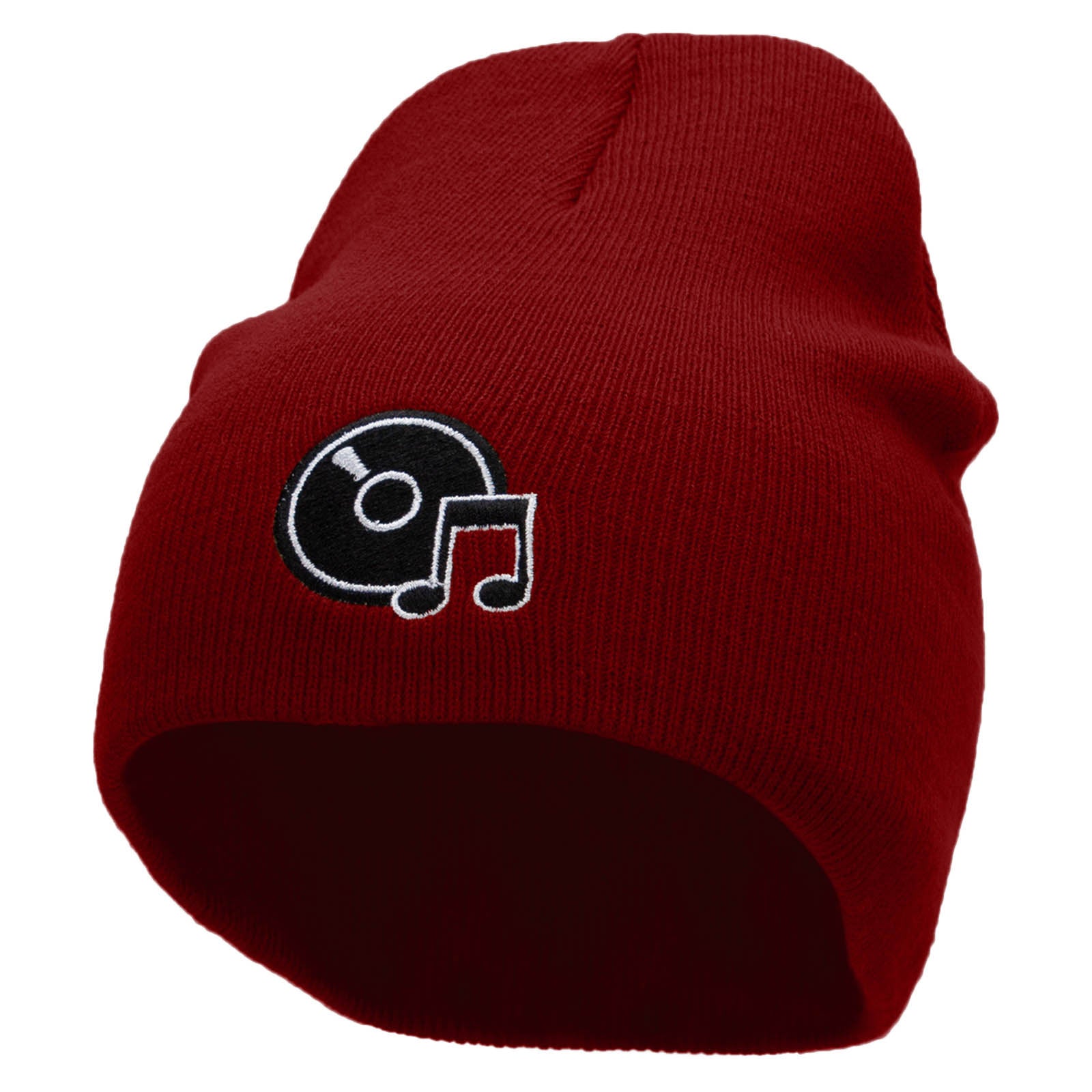 CD Icon Embroidered 8 inch Acrylic Short Blank Beanie - Red OSFM