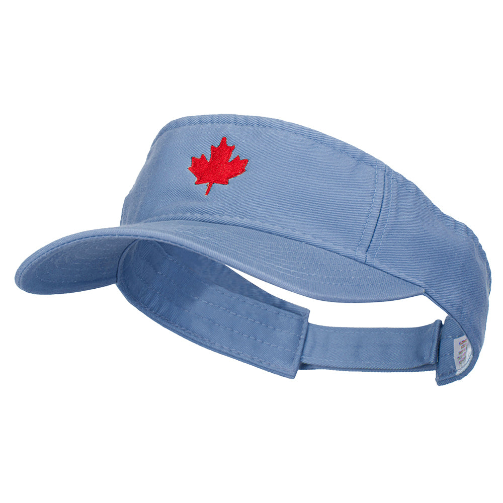 Canada Flag Maple Leaf Embroidered Pro Style Cotton Washed Visor - Lt Blue OSFM