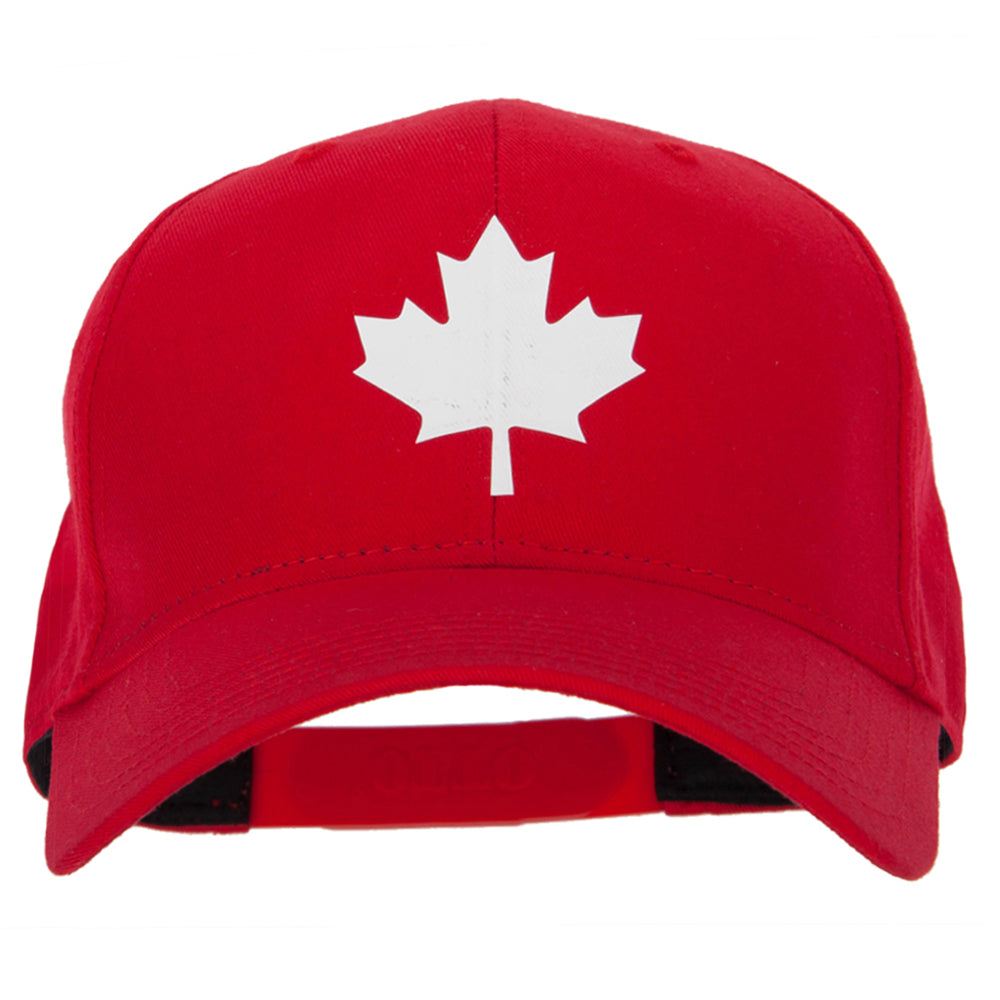 Canada Maple Leaf Symbol Logo Heat Transfer Solid Cotton Pro Style Cap - Red OSFM