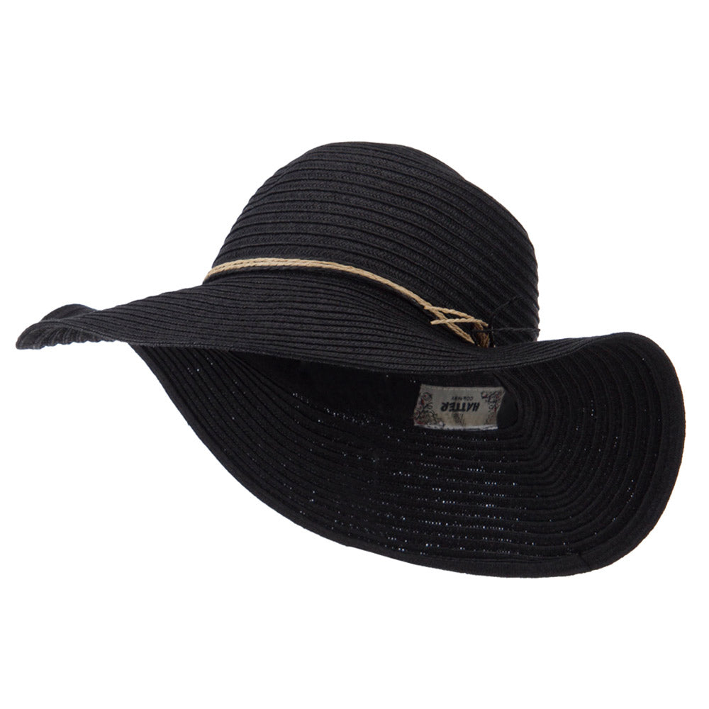 Coconut Band Floppy Hat - Black OSFM